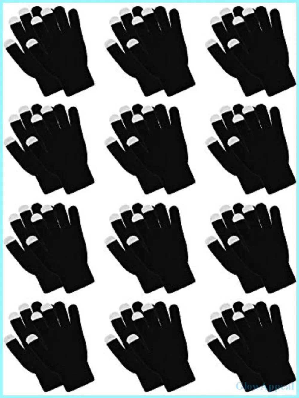 12 Pairs Touch Screen Gloves Acrylic Stretch Knit Winter Outdoor Multi-Pack